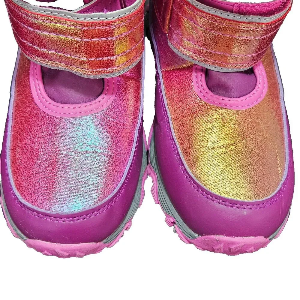 Lands' End Girls Snow Flurry Insulated Boots Pink Iridescent Size 3M Youth